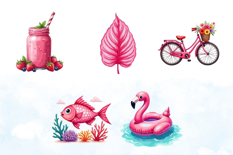 Pink Summer Clipart Bundle 7 - CraftNest - Digital Crafting and Art