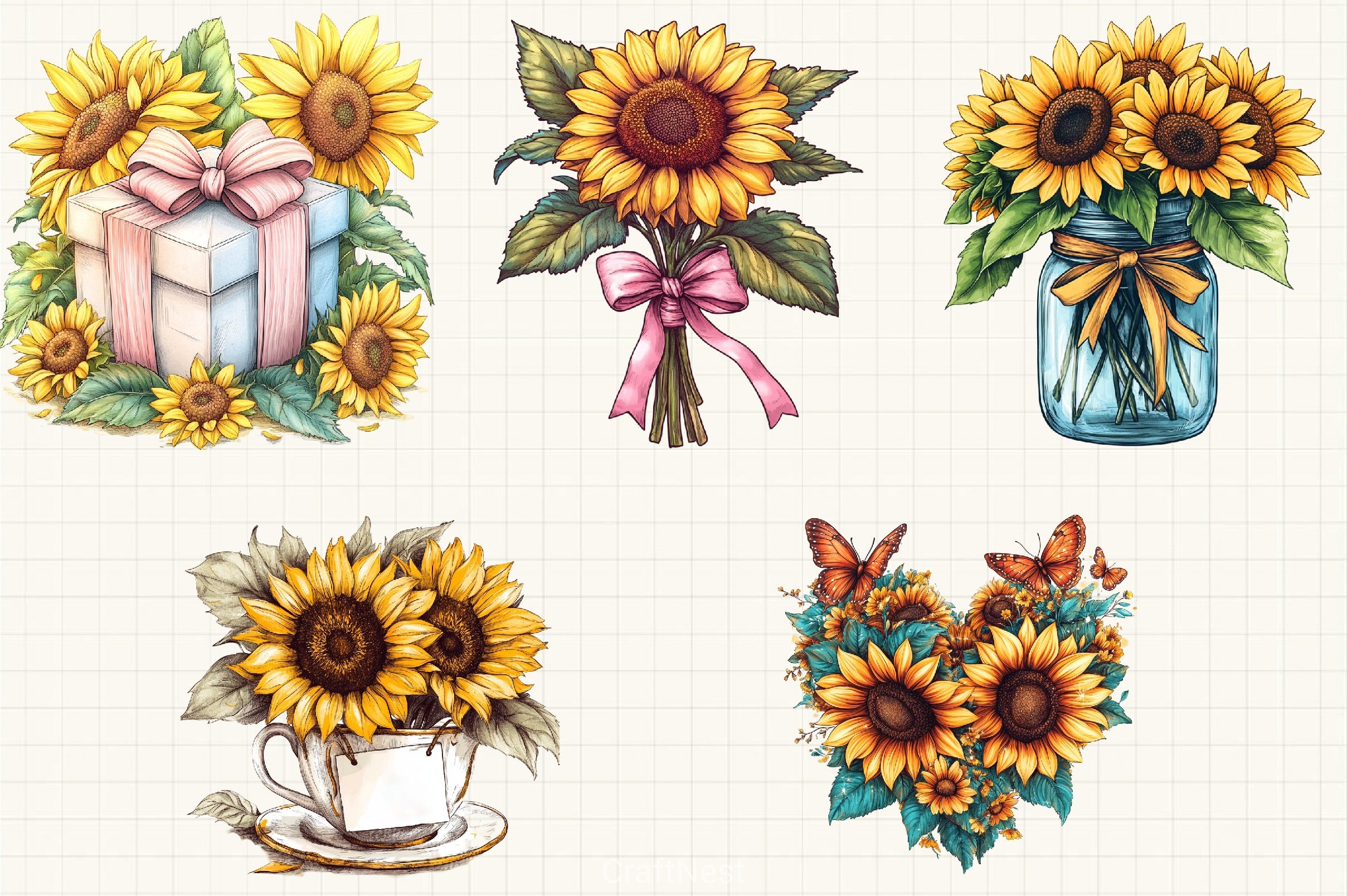 Sunflower Mother's Day Clipart Bundle 3 - CraftNest - Digital Crafting and Art