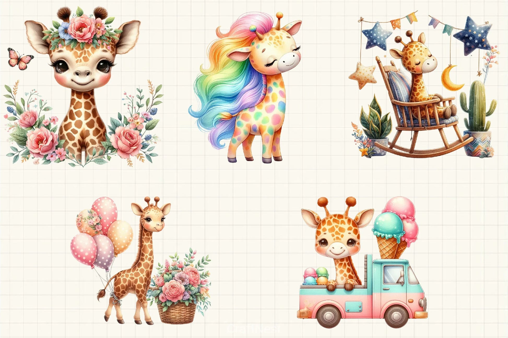Cute Giraffe Clipart Bundle - CraftNest - Digital Crafting and Art