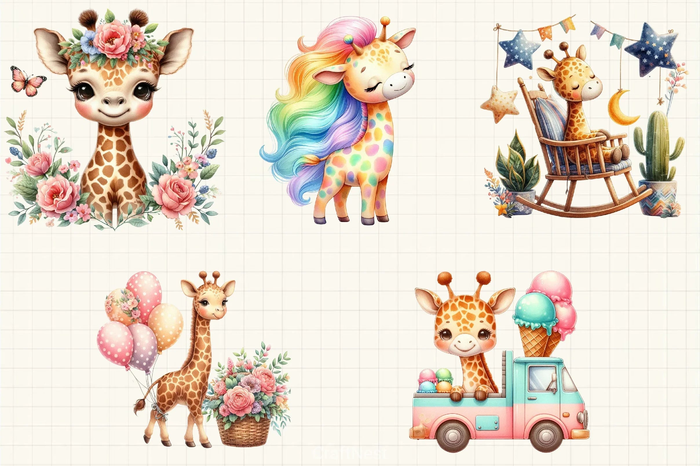 Cute Giraffe Clipart Bundle - CraftNest - Digital Crafting and Art