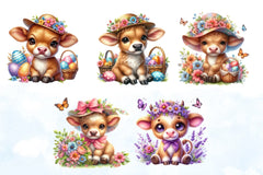 Easter Highland Cow Clipart Bundle 9 - CraftNest - Digital Crafting and Art