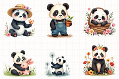 Spring Panda Clipart Bundle - CraftNest - Digital Crafting and Art