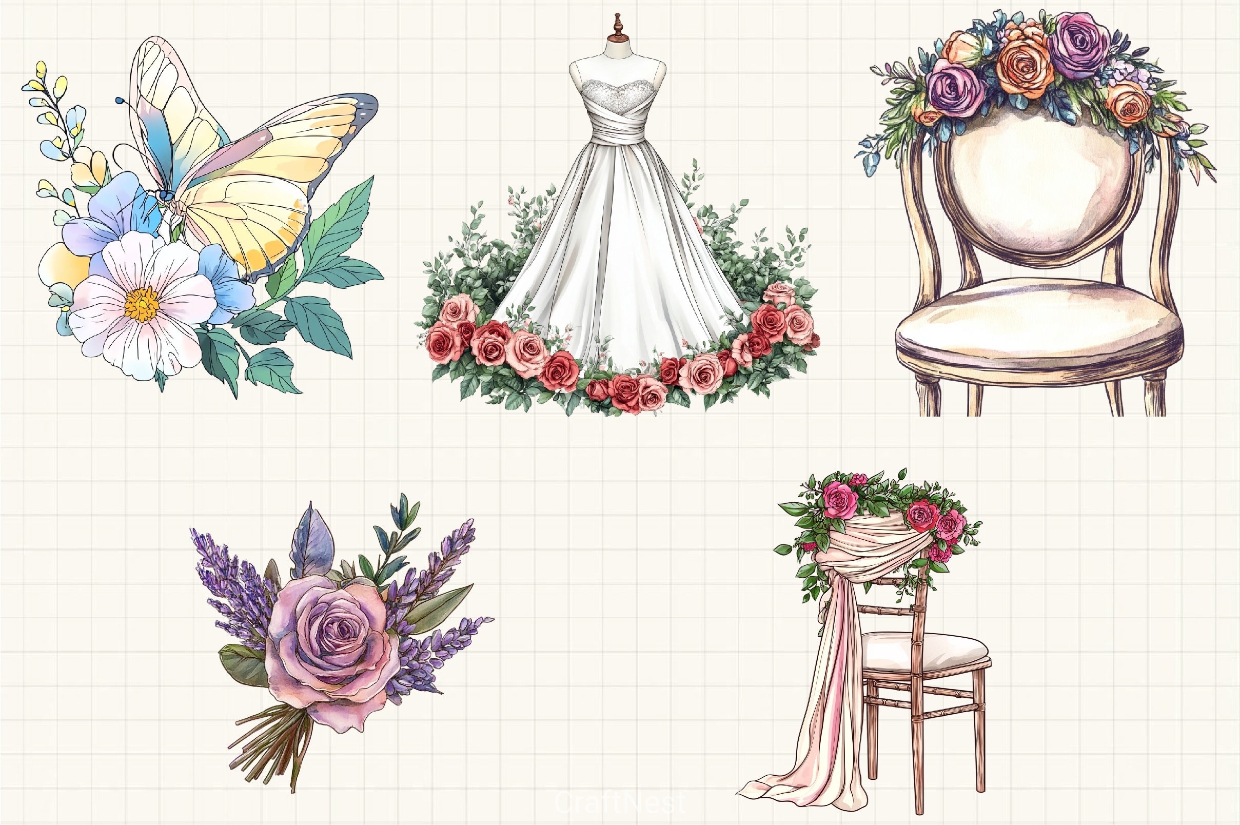 Elegant Wedding Clipart Bundle 2 - CraftNest - Digital Crafting and Art