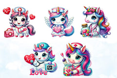 Unicorn Nurse Valentine Clipart Bundle - CraftNest - Digital Crafting and Art