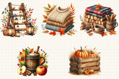 Rustic Cozy Autumn Clipart Bundle 12 - CraftNest - Digital Crafting and Art