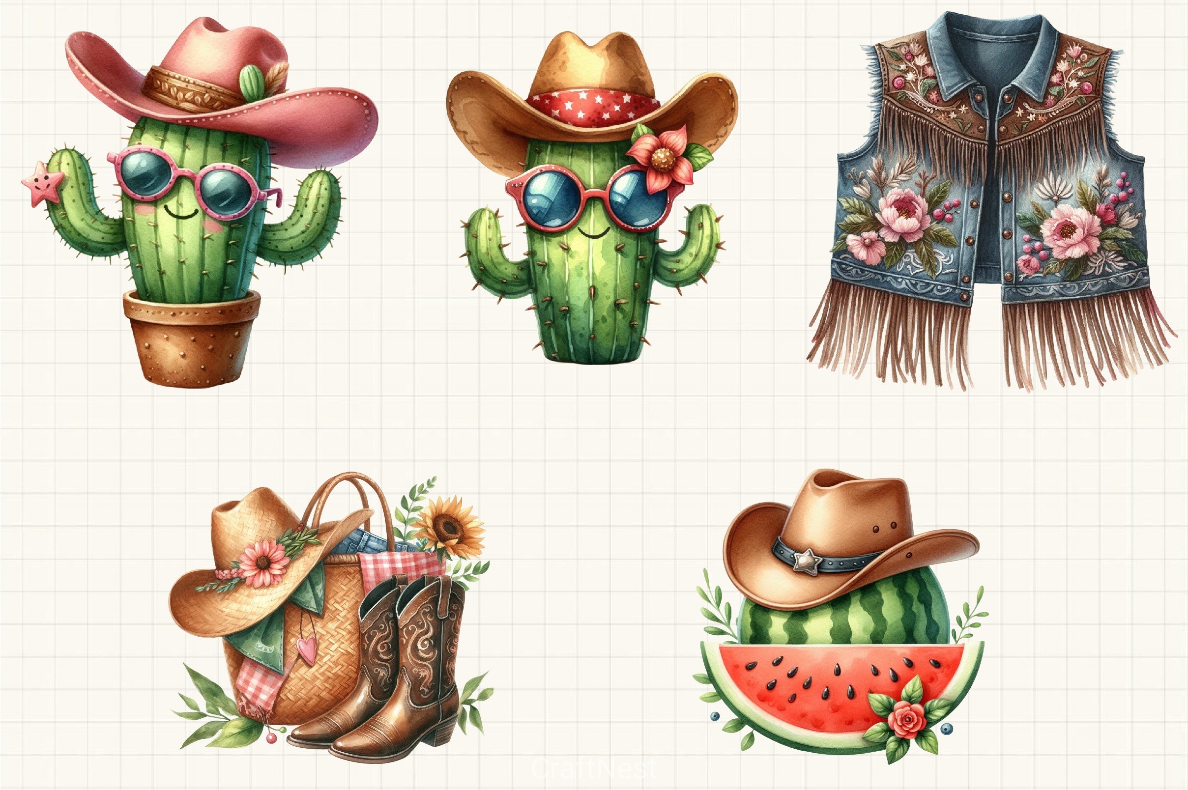 Summer Cowgirl Clipart Bundle - CraftNest - Digital Crafting and Art