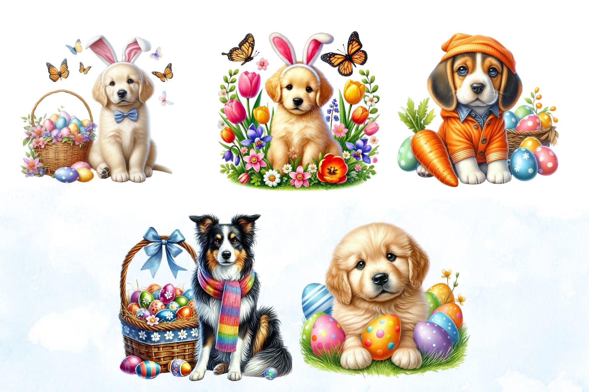 Easter Dog Clipart Bundle 7 - CraftNest - Digital Crafting and Art