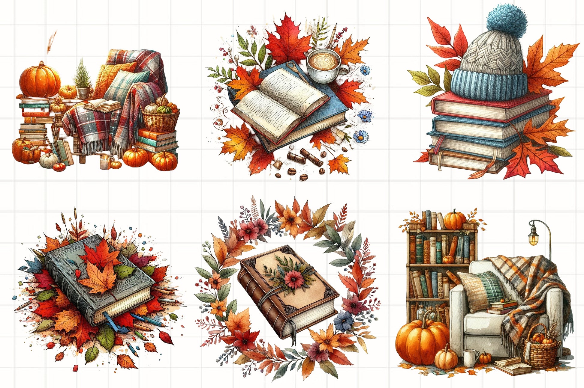 Autumn Fall Books Clipart Bundle - CraftNest - Digital Crafting and Art