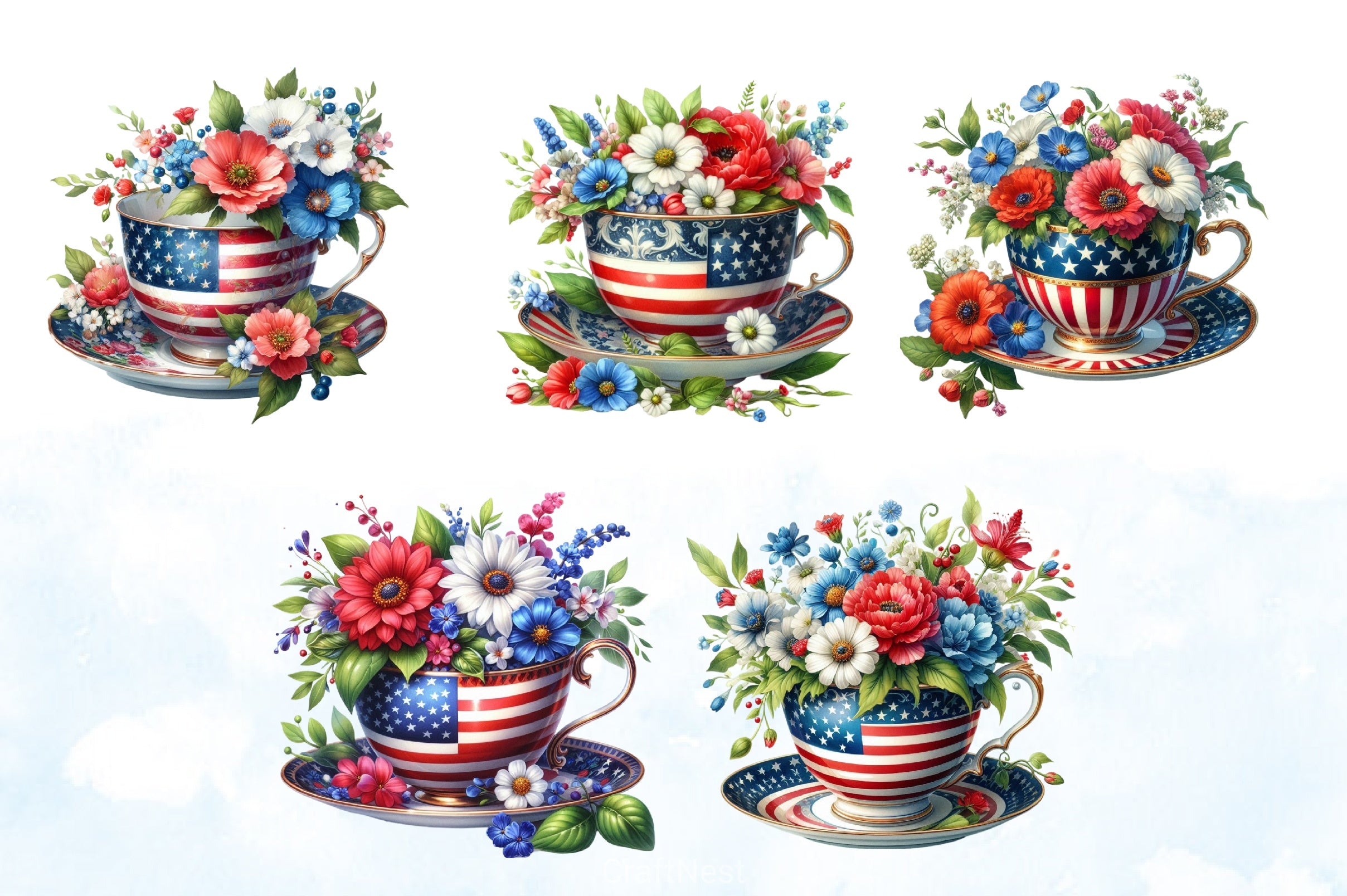American Tea Cup Clipart Bundle - CraftNest - Digital Crafting and Art