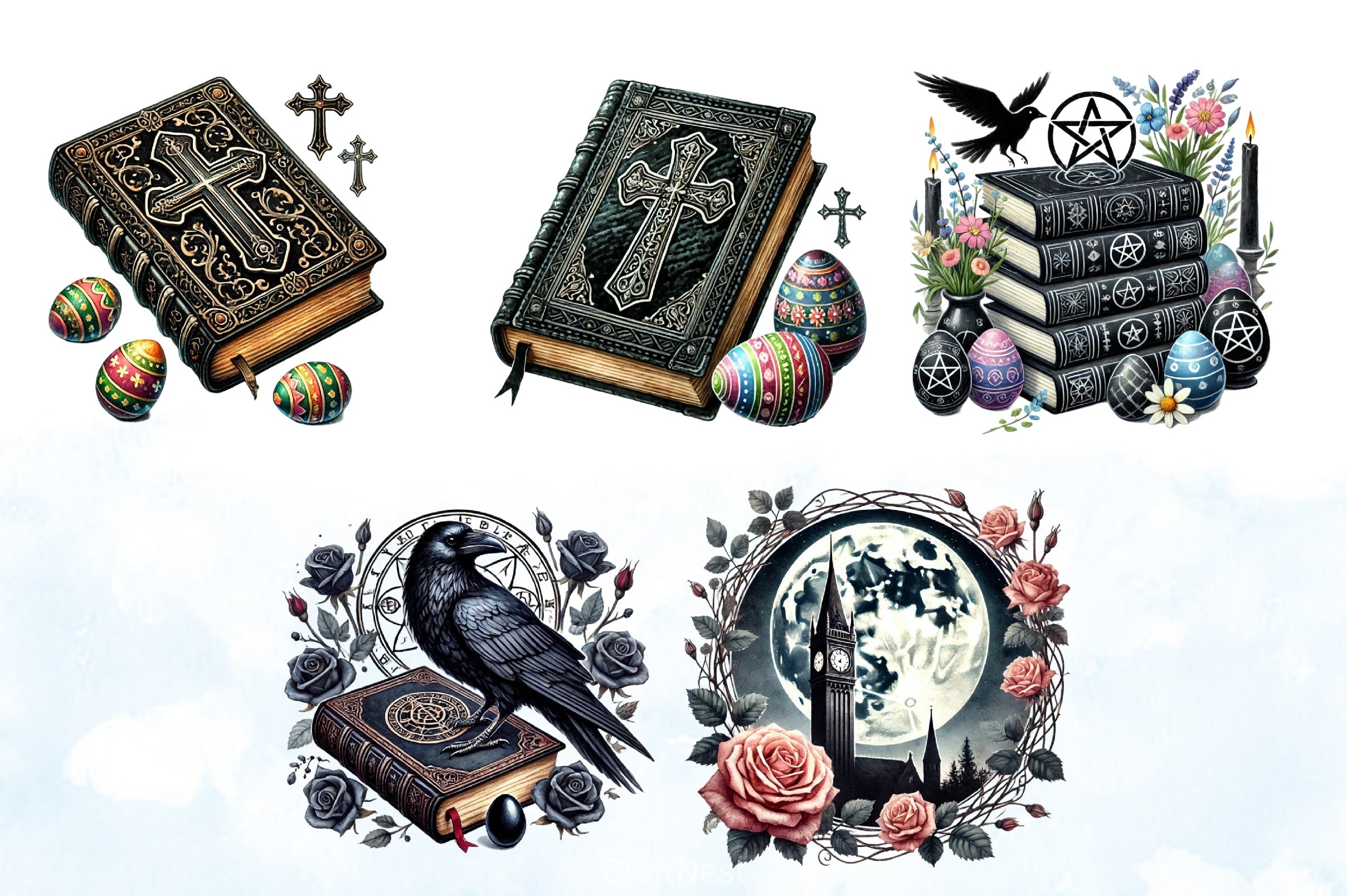 Easter Gothic Books Clipart Bundle - CraftNest - Digital Crafting and Art
