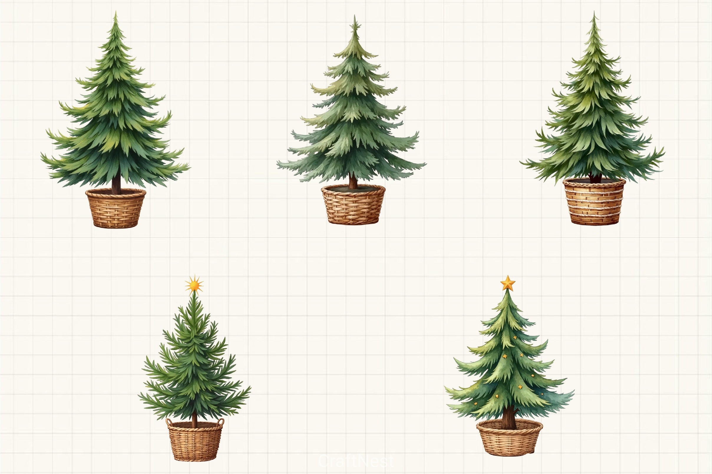 Boho Christmas Tree Clipart Bundle - CraftNest - Digital Crafting and Art