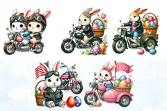 Easter Biker Bunny Clipart Bundle - CraftNest - Digital Crafting and Art