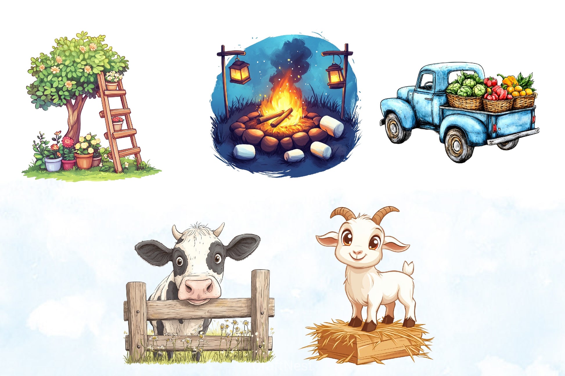 Happy Rustic Summer Clipart Bundle 7 - CraftNest - Digital Crafting and Art