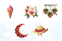 Summer Strawberries Clipart Bundle - CraftNest - Digital Crafting and Art