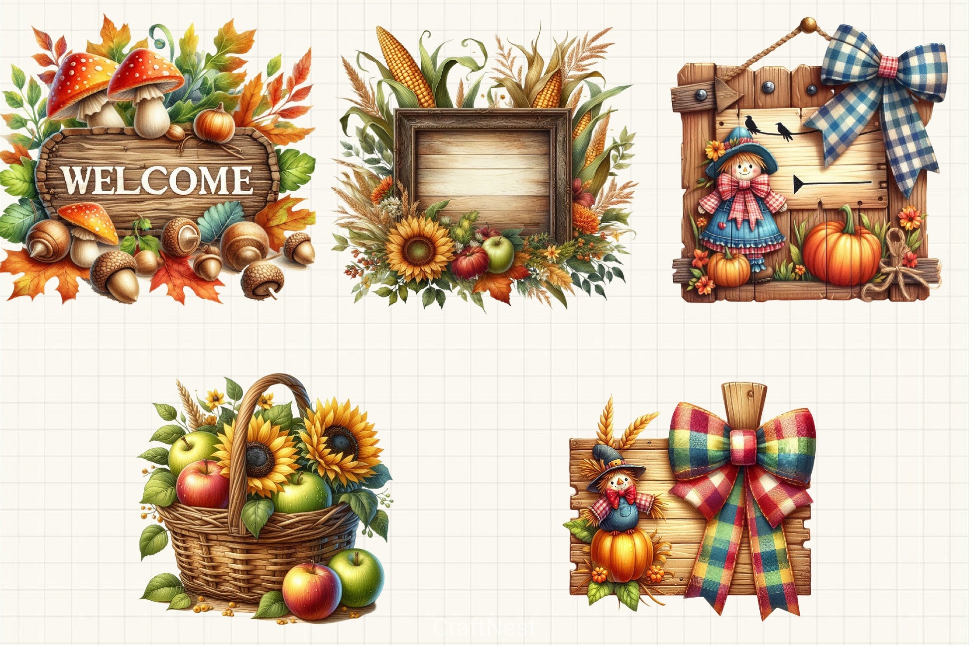 Autumn Wooden Signs Clipart Bundle - CraftNest - Digital Crafting and Art