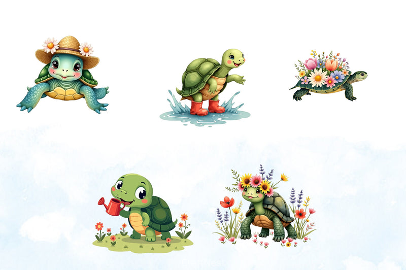 Cute Turtle Clipart Bundle - CraftNest - Digital Crafting and Art