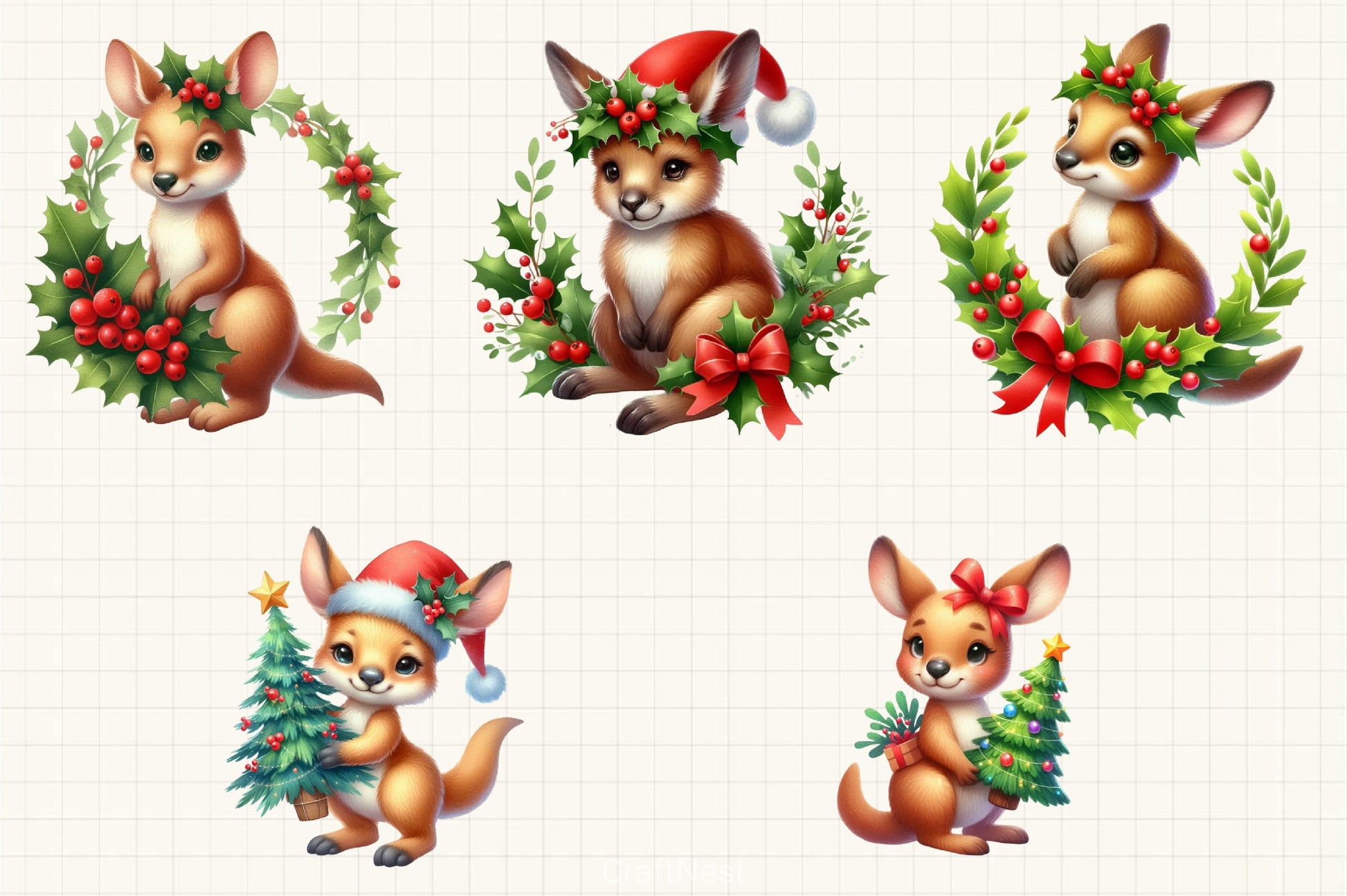 Christmas Kangaroo Clipart Bundle - CraftNest - Digital Crafting and Art