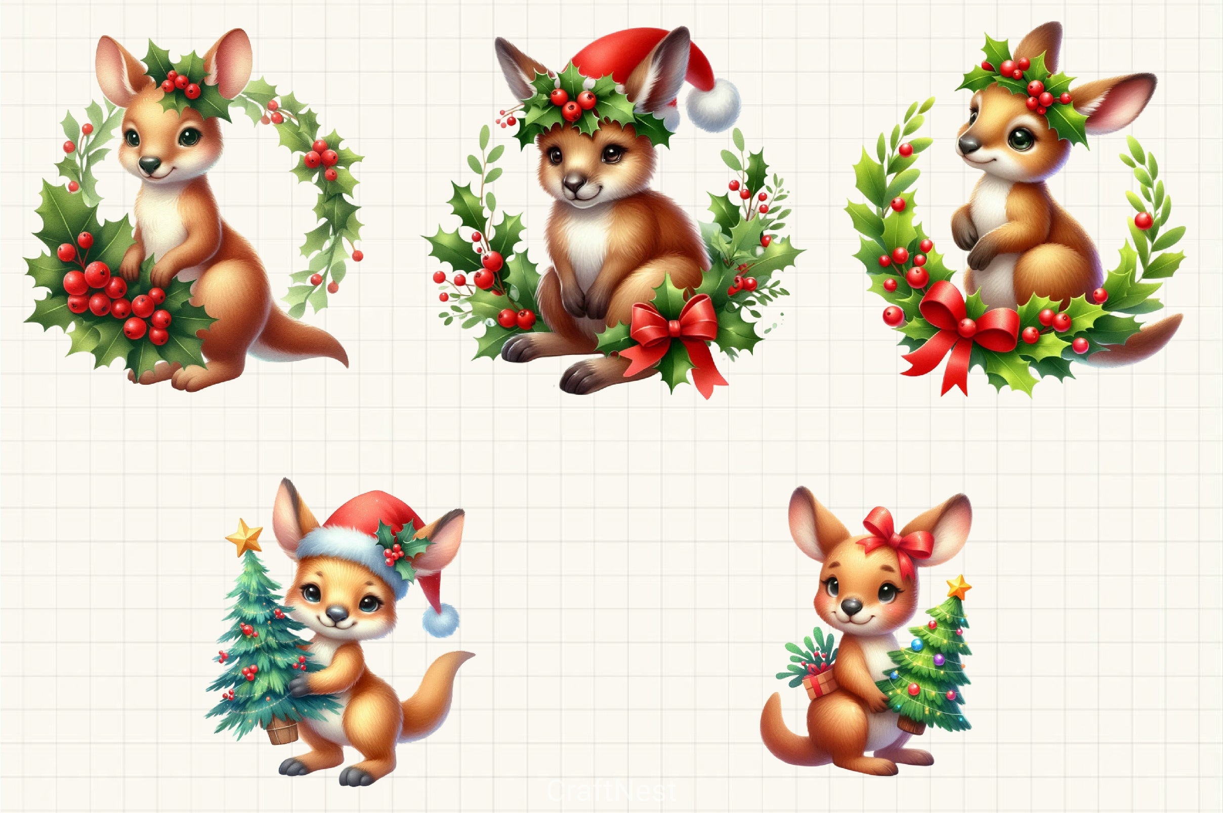 Christmas Kangaroo Clipart Bundle - CraftNest - Digital Crafting and Art