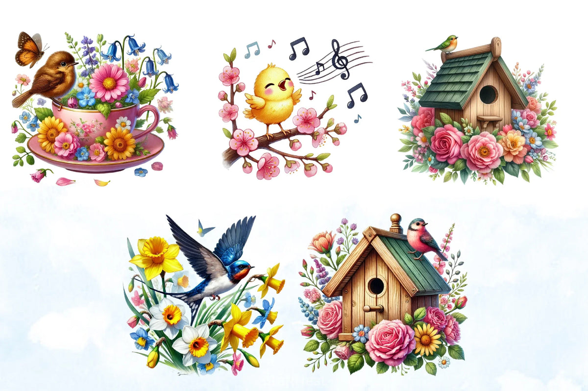 Spring Birds Printable Spring Birds Clipart Bundle