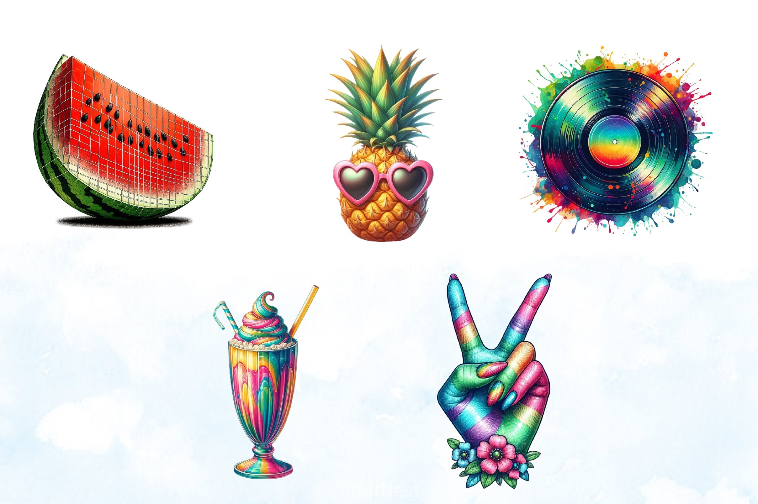 Retro Summer Clipart Bundle 4 - CraftNest - Digital Crafting and Art