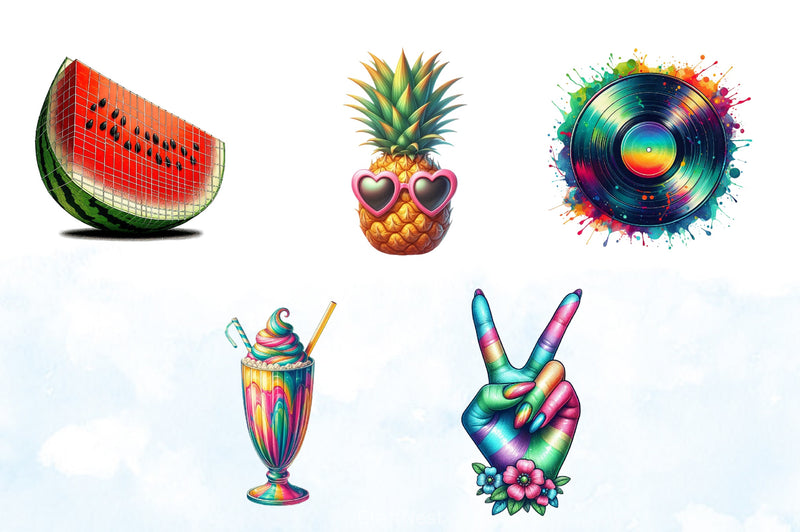 Retro Summer Clipart Bundle 4 - CraftNest - Digital Crafting and Art