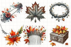 Silver Vintage Autumn Clipart Bundle - CraftNest - Digital Crafting and Art