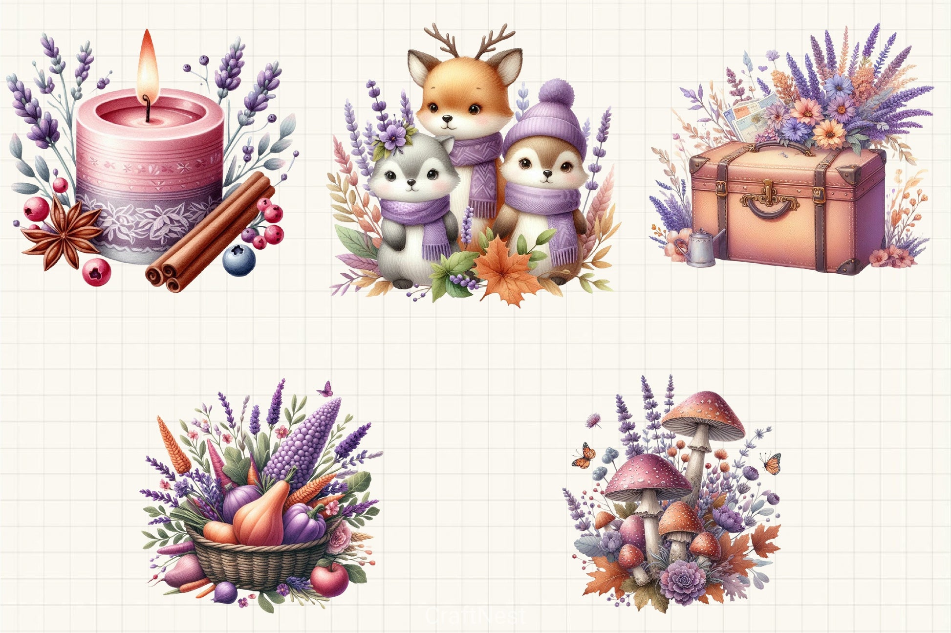 Lavender Fall Clipart Bundle 6 - CraftNest - Digital Crafting and Art