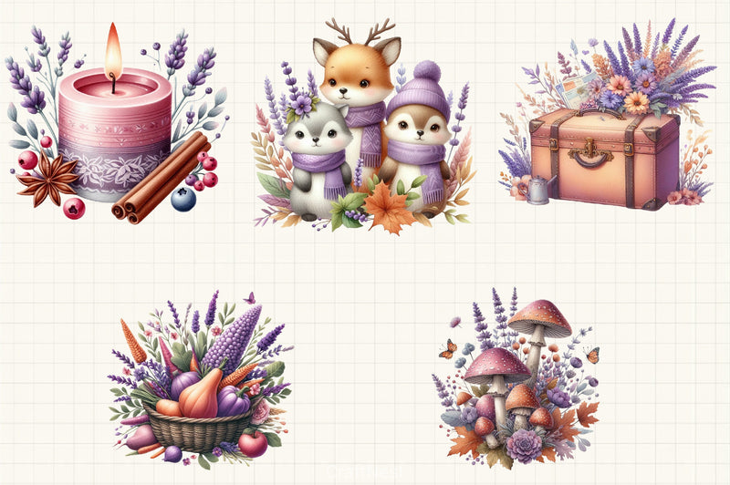 Lavender Fall Clipart Bundle 6 - CraftNest - Digital Crafting and Art