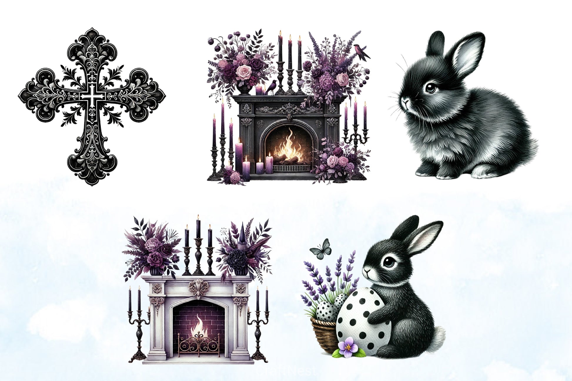 Gothic Easter Clipart Bundle 6 - CraftNest - Digital Crafting and Art
