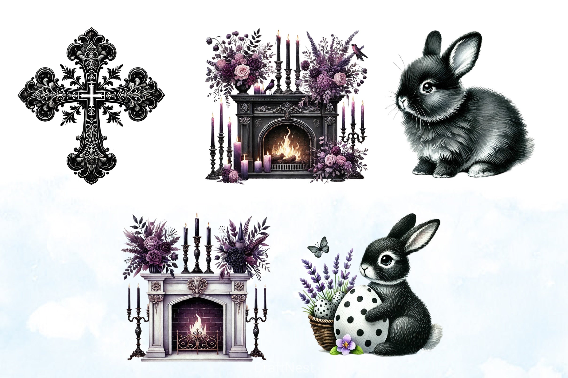 Gothic Easter Clipart Bundle 6 - CraftNest - Digital Crafting and Art