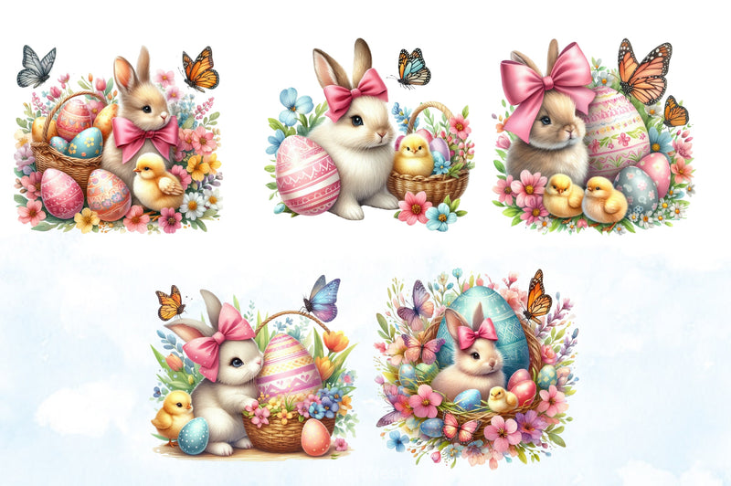 Cute Easter Bunny Clipart Bundle - CraftNest - Digital Crafting and Art