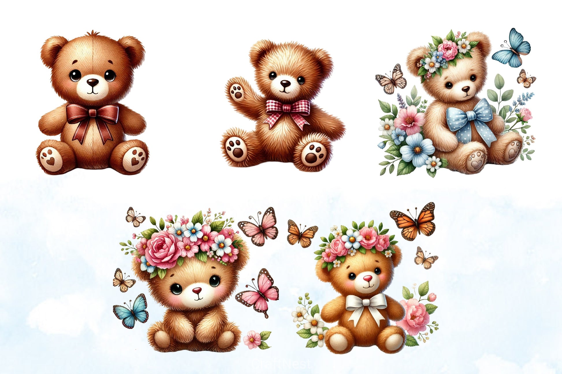 Teddy Bear Easter Clipart Bundle - CraftNest - Digital Crafting and Art