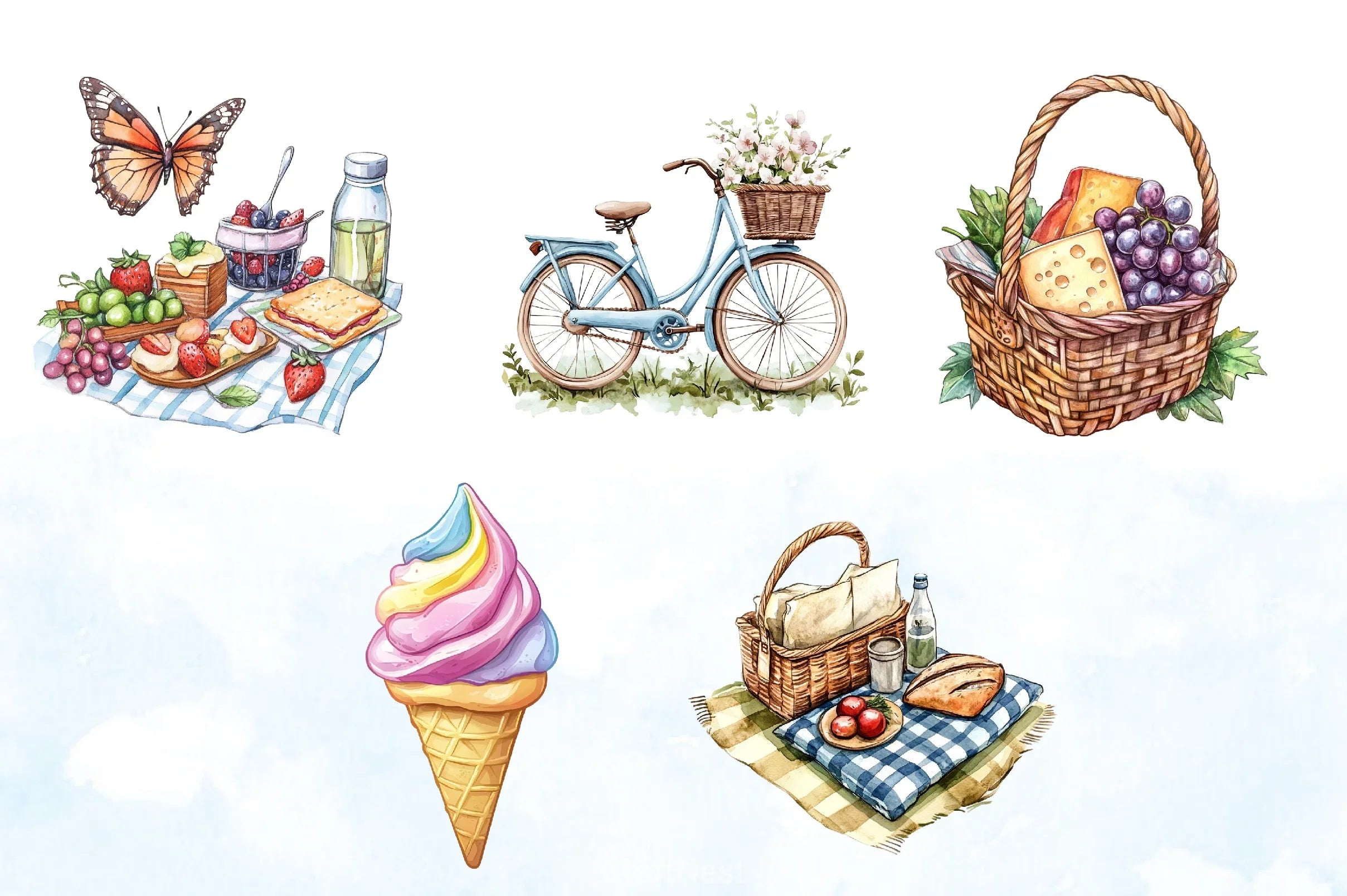 Spring Picnic Clipart Bundle - CraftNest - Digital Crafting and Art