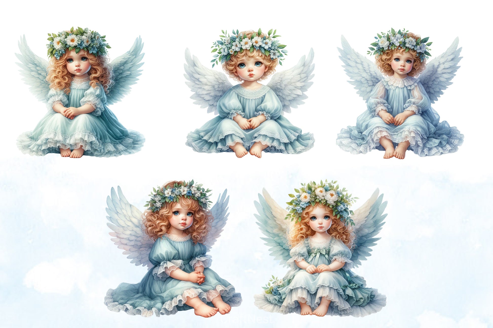 Cute Baby Angel Clipart Bundle - CraftNest - Digital Crafting and Art