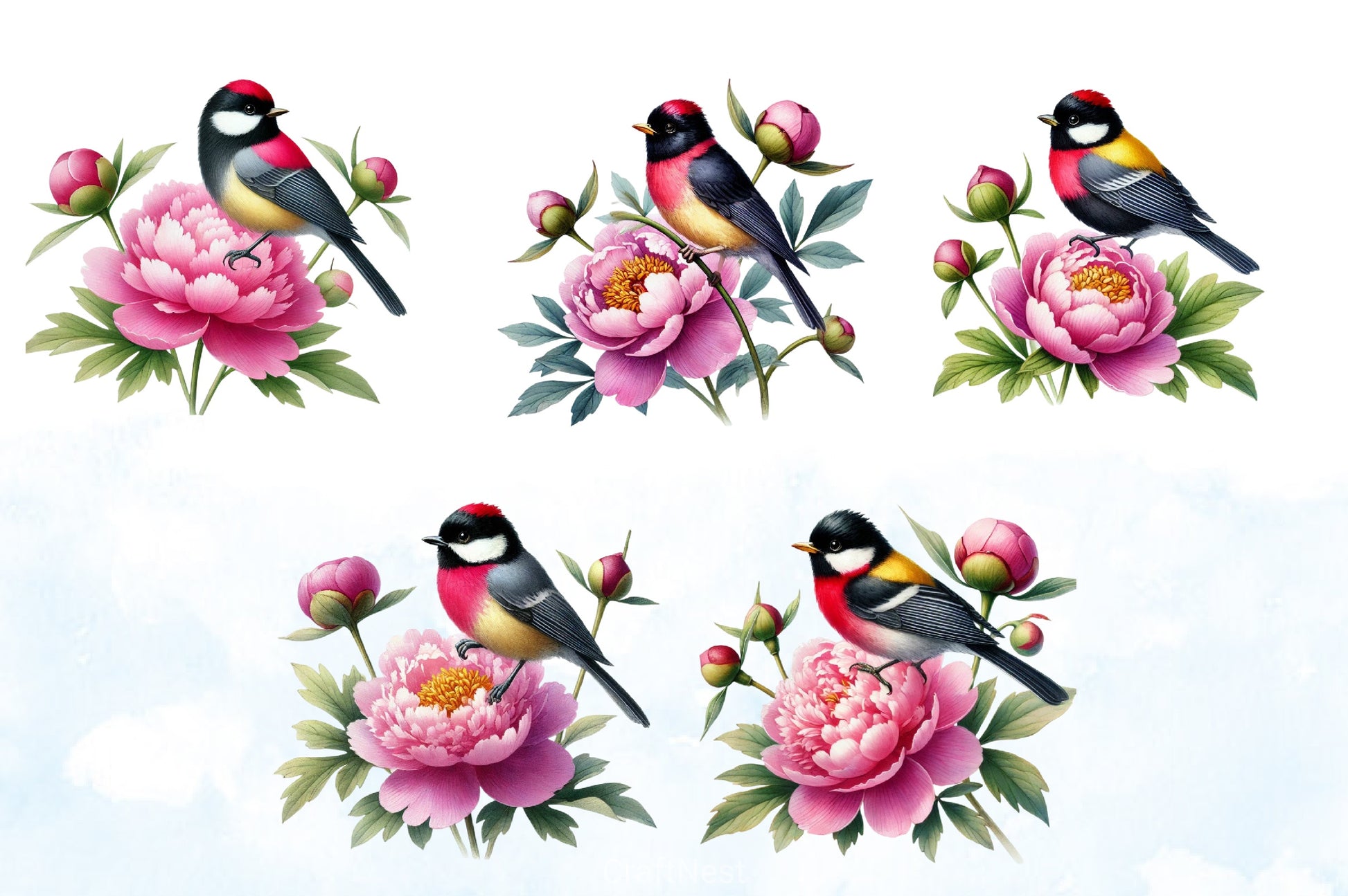 Spring Evening Grosbeak Bird Clipart Bundle - CraftNest - Digital Crafting and Art