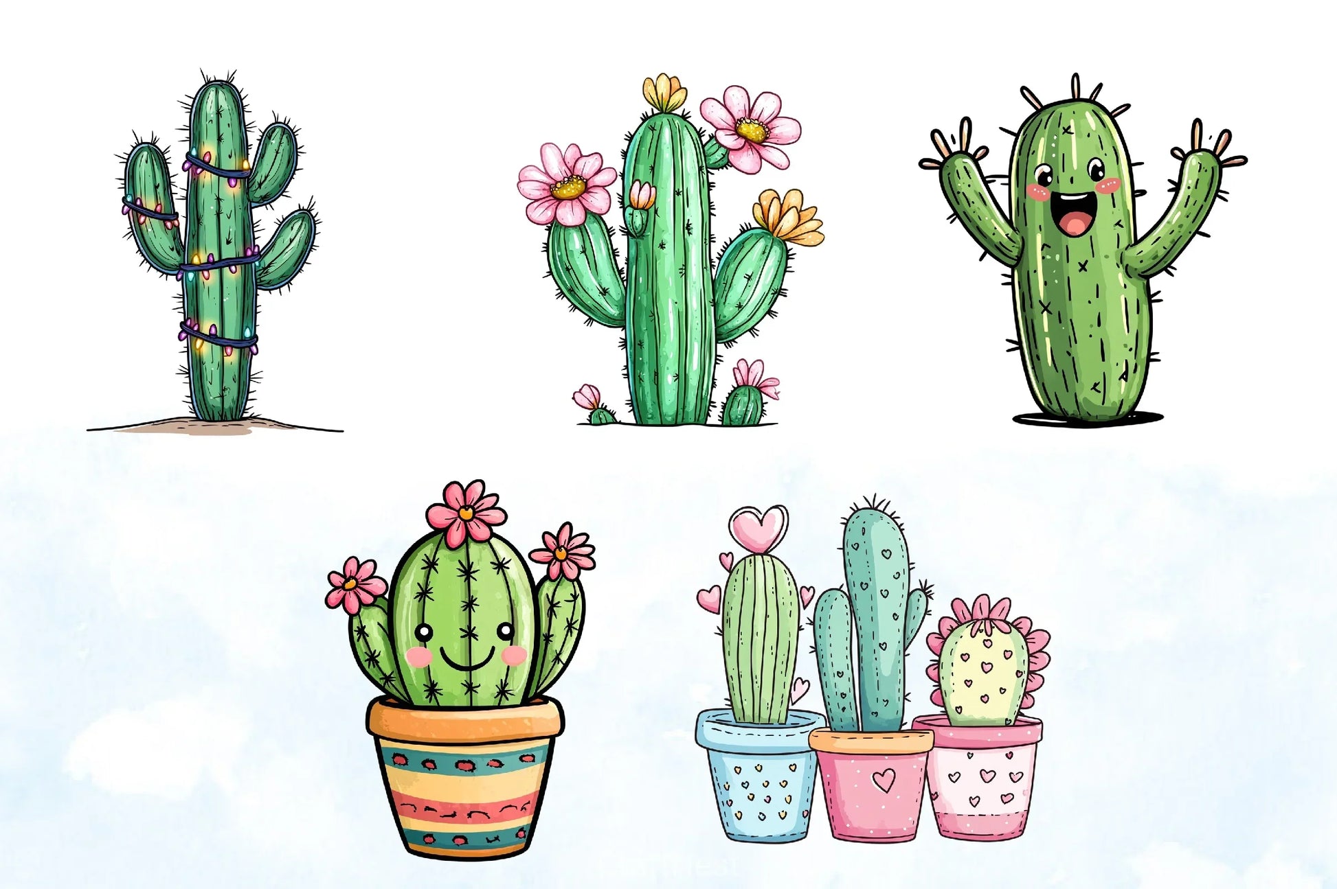 Cactus Doodle Clipart Bundle - CraftNest - Digital Crafting and Art