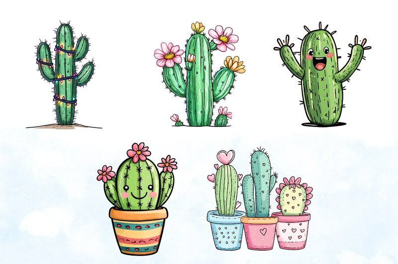Cactus Doodle Clipart Bundle - CraftNest - Digital Crafting and Art