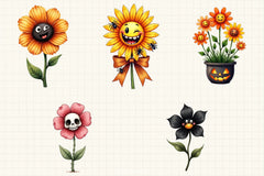 Cute Halloween Flowers Clipart Bundle - CraftNest - Digital Crafting and Art