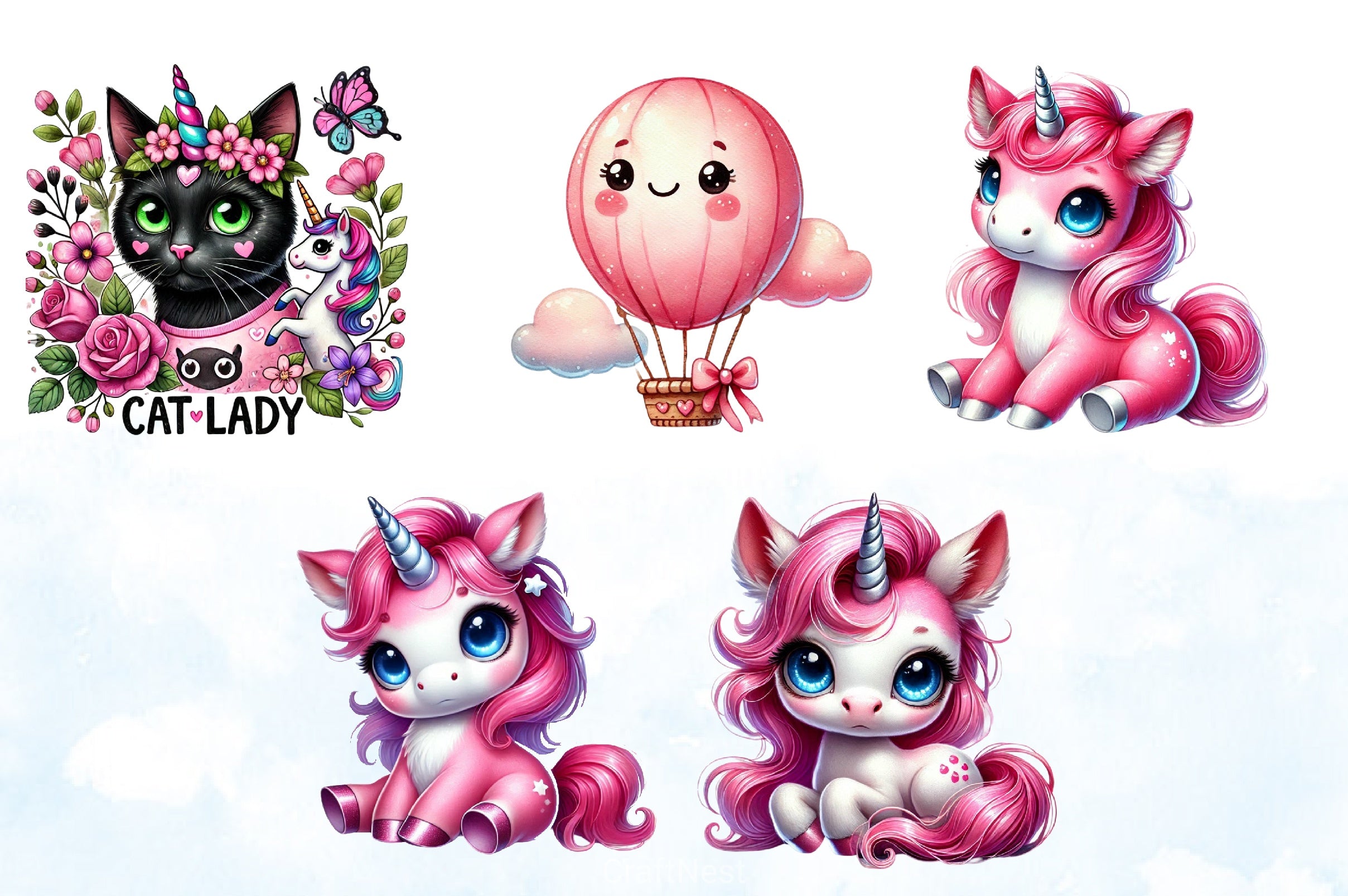 Cute Unicorn Clipart Bundle 16 - CraftNest - Digital Crafting and Art