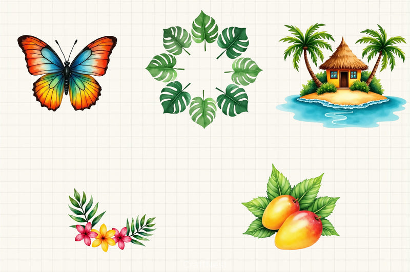 Tropical Summer Clipart Bundle 5 - CraftNest - Digital Crafting and Art