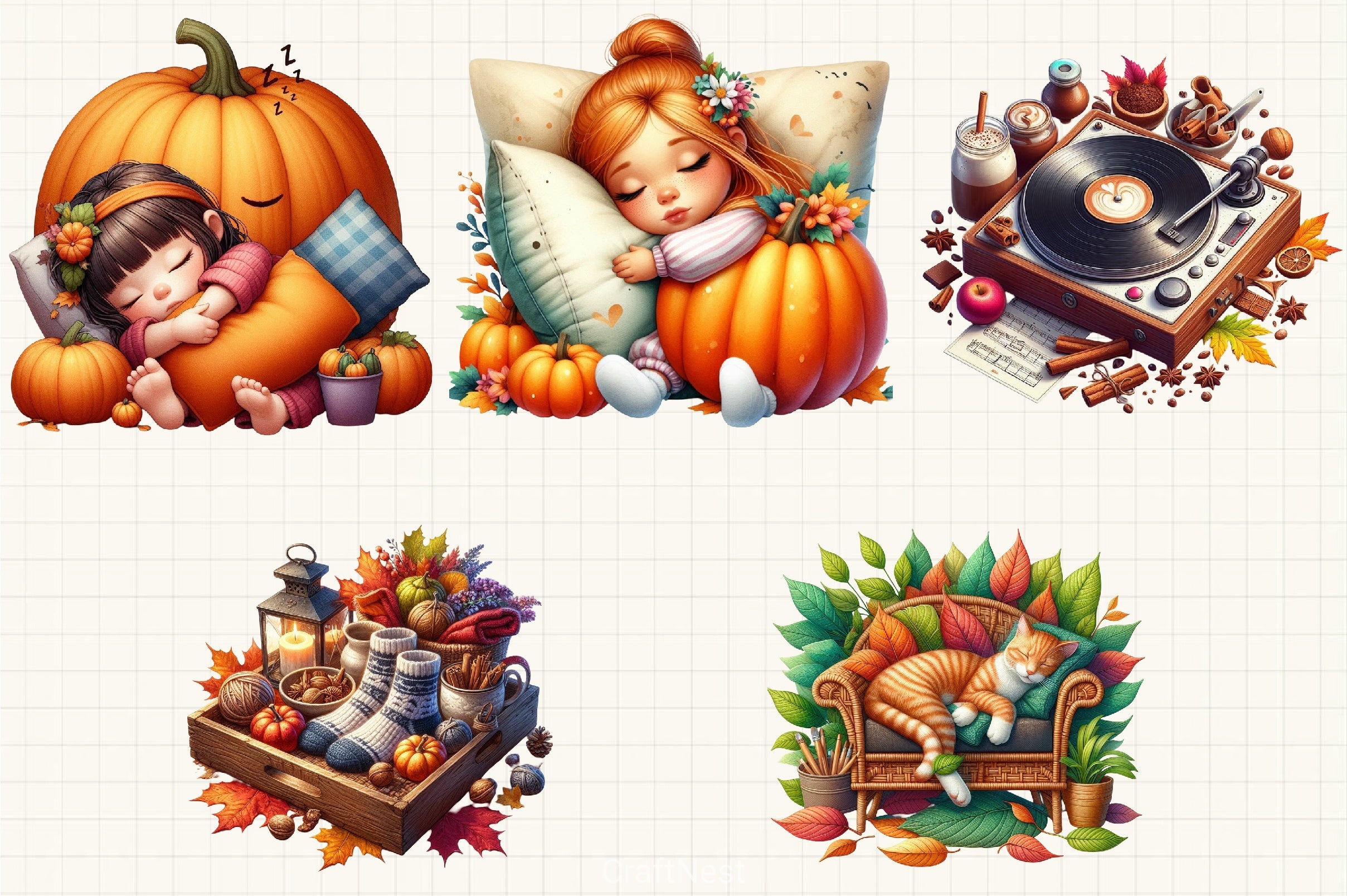 Fall Lazy Day Clipart Bundle - CraftNest - Digital Crafting and Art