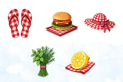 Summer Red Gingham Clipart Bundle - CraftNest - Digital Crafting and Art