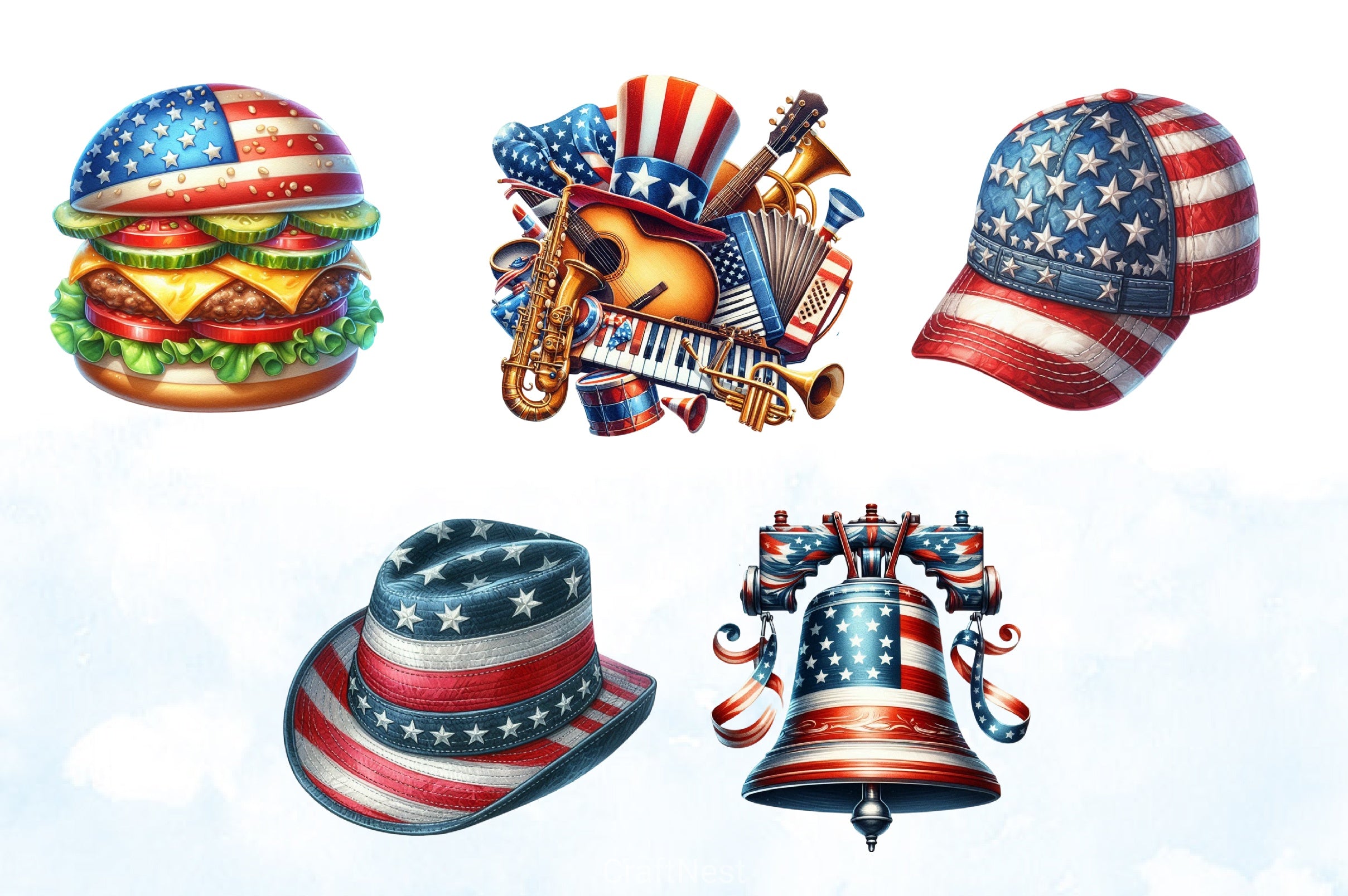 4th of July Independence Day Clipart Bundle - CraftNest - Digital Crafting and Art