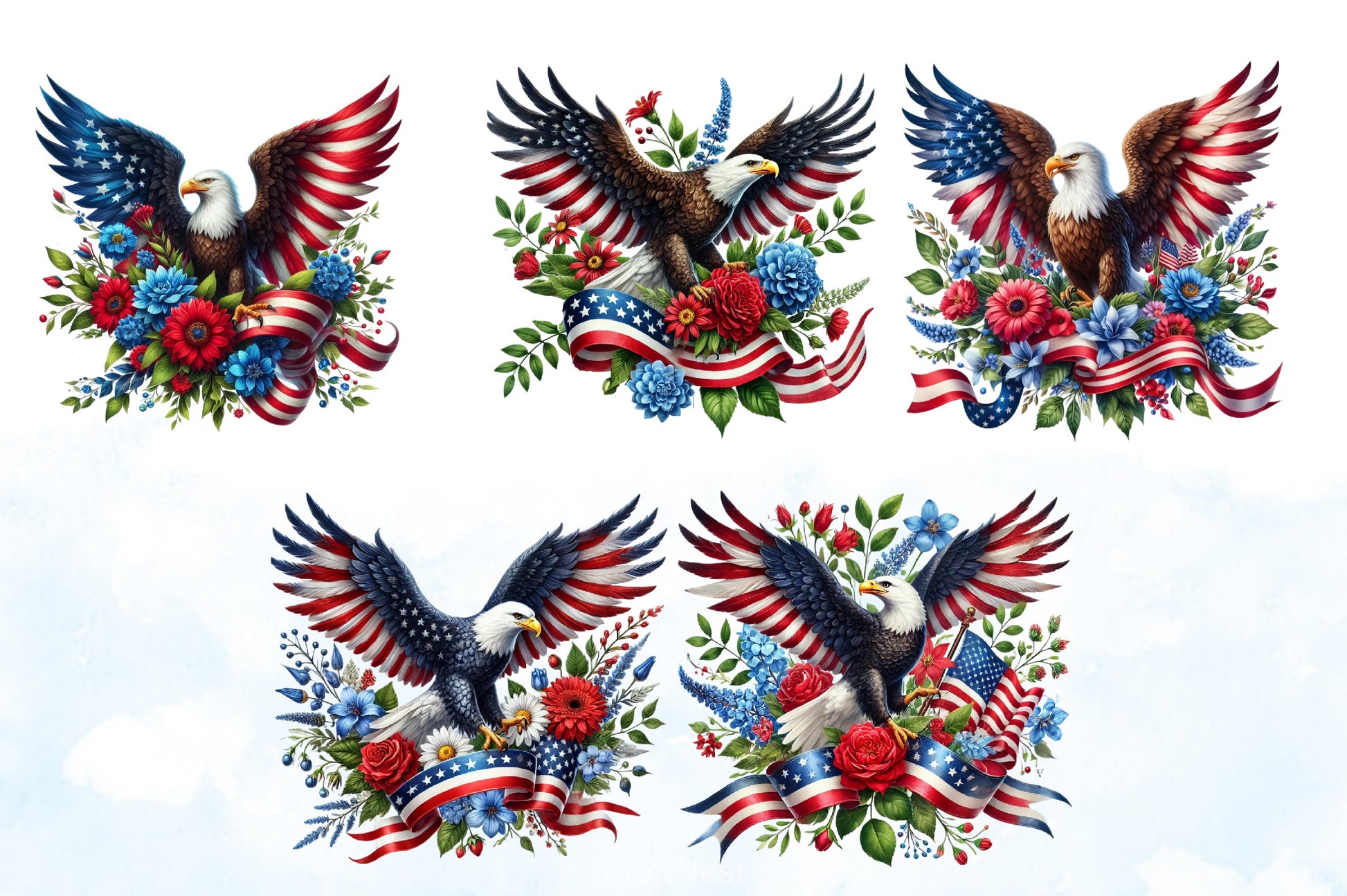 4th of July Eagle Clipart Bundle - CraftNest - Digital Crafting and Art