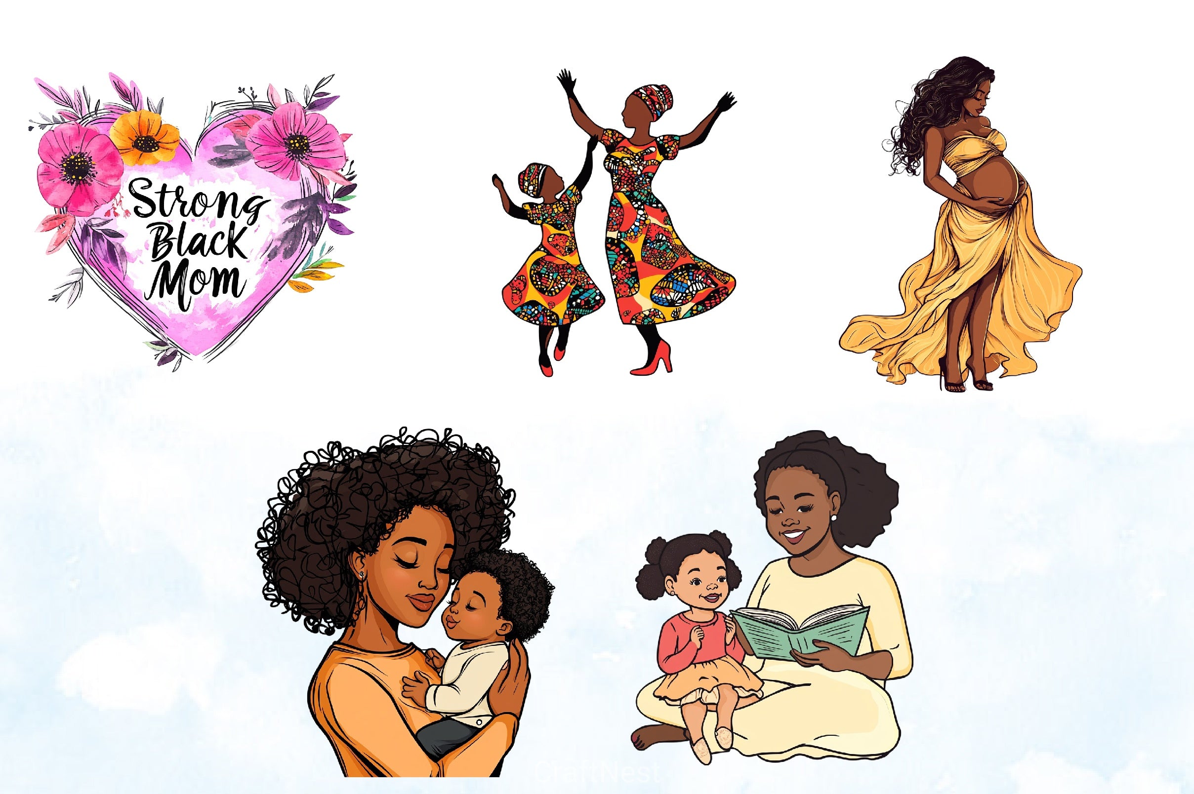 Black Mother's Day Clipart Bundle - CraftNest - Digital Crafting and Art