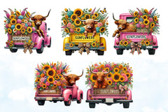 Sunflower Highland Cow Clipart Bundle 2 - CraftNest - Digital Crafting and Art