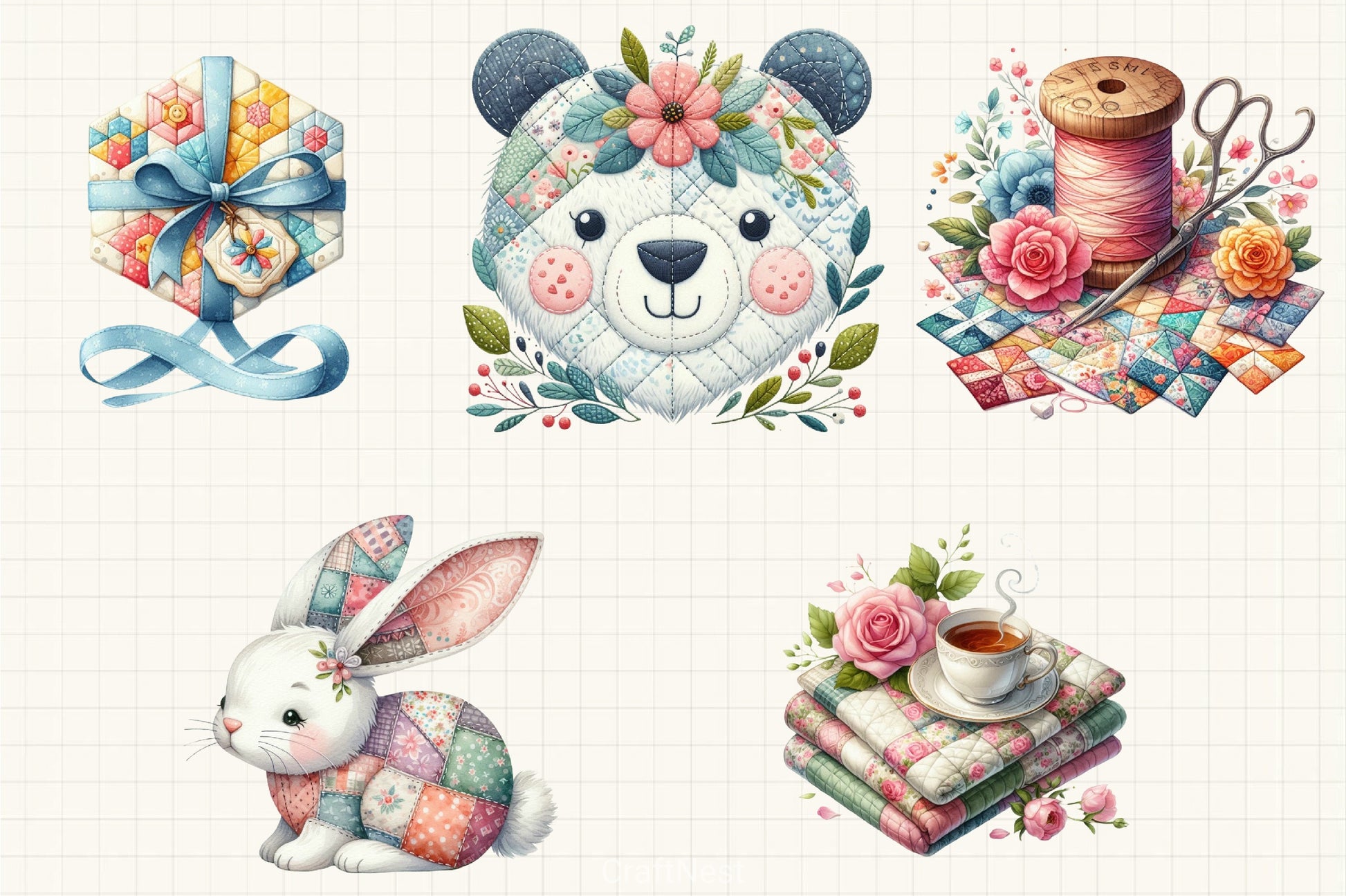 Cottage Quilts Clipart Bundle 4 - CraftNest - Digital Crafting and Art