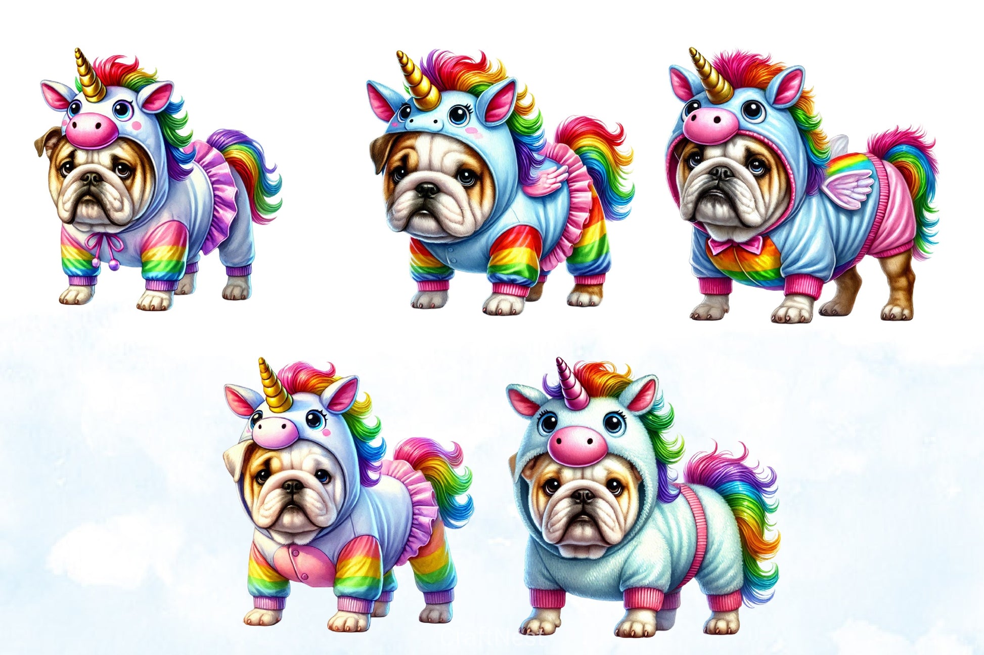 Unicorn Dog Costume Clipart Bundle - CraftNest - Digital Crafting and Art