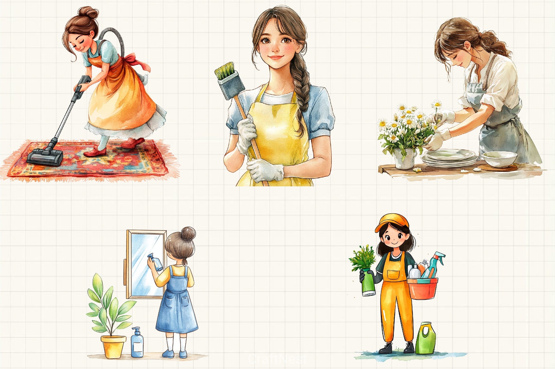 Housekeeper Clipart Bundle - CraftNest - Digital Crafting and Art