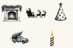 Black & White Christmas Clipart Bundle - CraftNest - Digital Crafting and Art